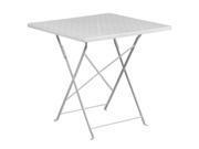28 Square White Indoor Outdoor Steel Folding Patio Table