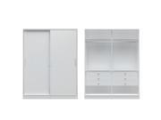 Chelsea 2.0 70.07 inch Wide He She Wardrobe with 6 Drawers and2 Sliding Doors in White