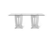Jane 2.0 78.64 in Sleek Tempered Glass Table Top in White Gloss