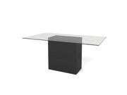 Perry 1.6 70.87 in Sleek Tempered Glass Table Top in Black Gloss