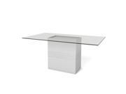 Perry 1.6 70.87 in Sleek Tempered Glass Table Top in White Gloss