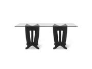 Jane 2.0 78.64 in Sleek Tempered Glass Table Top in Black Gloss