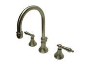 Two Handle 8 to 16 Widespread Lavatory Faucet with Brass Pop up in Satin Nickel by Kingston Brass