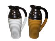 BENZARA ETD EN111286 Fashionable Ceramic Jar With Handle 2 Assorted