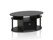 FURINNO 15079WNBK Jaya Simple Design Oval Coffee Table with Bin Walnut
