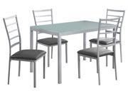 DINING SET 5PCS SET SILVER FROSTED TEMPERED GLASS