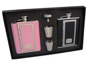 Visol SP Black SP Pink His Her 6oz Hip Flask Gift Set