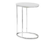 ACCENT TABLE OVAL GLOSSY WHITE WITH CHROME METAL