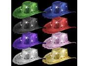 LED Sequin Cowboy Hat with Stitching Assorted