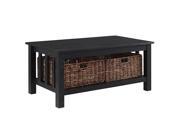40 Wood Storage Coffee Table with Totes Black