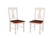 Solid Wood Turned Leg Dining Chairs Set of 2 Brown White