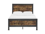 Queen Size Industrial Wood and Metal Bed Brown