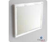 Fresca Platinum Wave 40 Glossy White Bathroom Mirror w LED Lighting Fog Free System