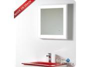 Fresca Platinum Wave 24 Glossy White Bathroom Mirror w LED Lighting Fog Free System