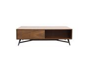 Tempo Cocktail Table with Storage in Walnut Case and Black Powder Coated Legs by Diamond Sofa