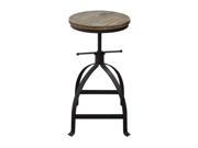 Set of 2 Davis Vintage Adjustable Height Stools with Weathered Grey Seat and Black Powder Coat Steel Base by Diamond Sofa