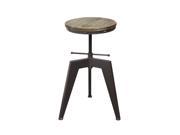 Set of 2 Austin Vintage Adjustable Height Stools with Weathered Grey Seat and Gun Metal Grey Steel Base by Diamond Sofa
