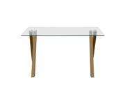 Element Rectangular Glass Top Dining Table with Metal Base in Wood Grain Finish by Diamond Sofa