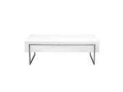 Cosmo White Lacquer Table with Dual Storage Drawer Metal Leg by Diamond Sofa
