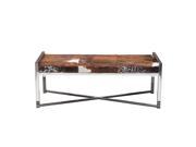 Mystique Brown White Hair on Hide Bench w Polished Stainless Steel Frame by Diamond Sofa