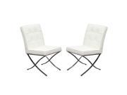 Set of 2 Cordoba Tufted Dining Chair w Stainless Steel Frame by Diamond Sofa White