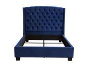 Majestic Cal King Tufted Bed in Royal Navy Velvet with Nail Head Wing Accents by Diamond Sofa