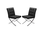 Set of 2 Cordoba Tufted Dining Chair w Stainless Steel Frame by Diamond Sofa Black