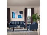Lucas Sofa Chair 2PC Set in Blue Fabric with Tufted Back Wood Leg by Diamond Sofa