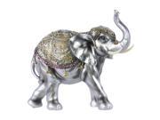 Polyresin Elephant Figurine Painted Finish Graygold 10.25