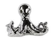 Ceramic Octopus Figurine Polished Chrome Finish Gray 6