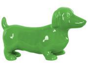 Ceramic Dog Figurine Gloss Finish Green 6.25