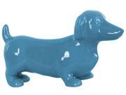 Ceramic Dog Figurine Gloss Finish Blue 6.25