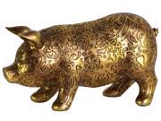 Resin Pig Figurine Finish Gold 7.5