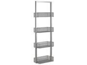 4 Wire Shelf with Mesh Sides Bins in Silver Finish