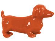 Ceramic Dog Figurine Gloss Finish Orange 6.25
