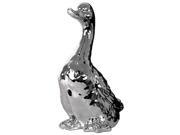 Ceramic Laying Goose Figurine Polished Chrome Finish Silver