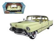 Greenlight 12937 1955 Cadillac Fleetwood Series 60 Yellow with White Roof 1 18 Diecast Model Car