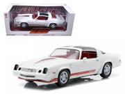 1981 Chevrolet Camaro Z 28 White with Red Stripes and Carmine Interior 1 18 Diecast Model Car by Greenlight