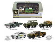 Greenlight 58028 US Army Base 5 Cars Motor World Diorama Set 1 64 Diecast Model Cars
