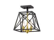 Tressle 3 Light Semi Flush in Bronze Gold with Bronze Gold Shade