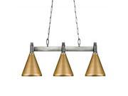 Z Lite 314BN MSG Park Three Light Island Billiard Brushed Nickel Finish with Satin Gold Shade