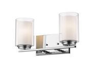 Willow 2 Light Vanity Light in Chrome with Clear Outside; Matte Opal Inside Shade