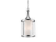 Willow 4 Light Chandelier in Chrome with Clear Outside; Matte Opal Inside Shade