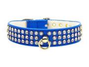 Gold Crown Widget Genuine Leather Dog Collar Blue 24