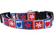 Stars and Hearts Nylon Dog Collar MD Narrow