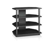 Furinno 15093BW BK Turn N Tube Easy Assembly 4 Tier Petite TV Stand Blackwood