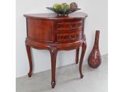 Windsor Carved Wood Half moon 2 drawer Wall Table Walnut