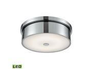 Towne Round LED Flushmount In Chrome And Opal Glass Small