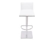 Armen Living Crystal Barstool in Brushed Steel finish with White Pu upholstery and Walnut Back