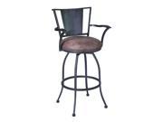 Armen Living Dynasty 30 Arm Barstool in Mineral finish with Bandero Tobacco Fab